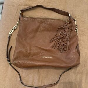 Michael Kors Tan Leather Shoulder Bag with Tassel